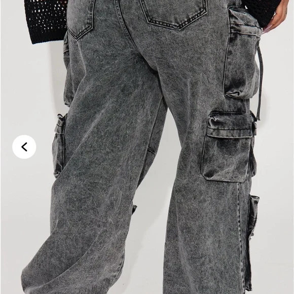 Fashion Nova Black and Gray Cargo Joggers - Picture 3 of 4